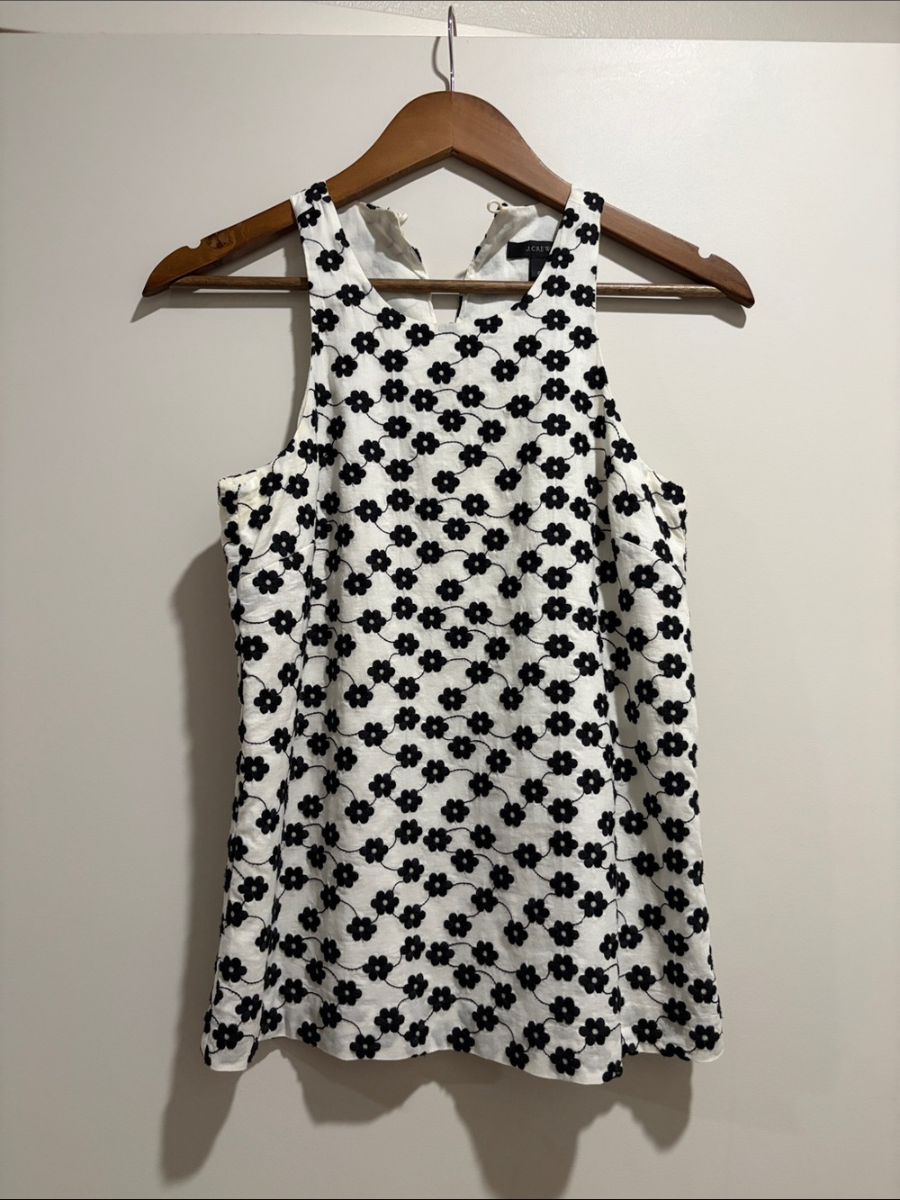 J. Crew Black and White Floral Mini Tank Dress Top